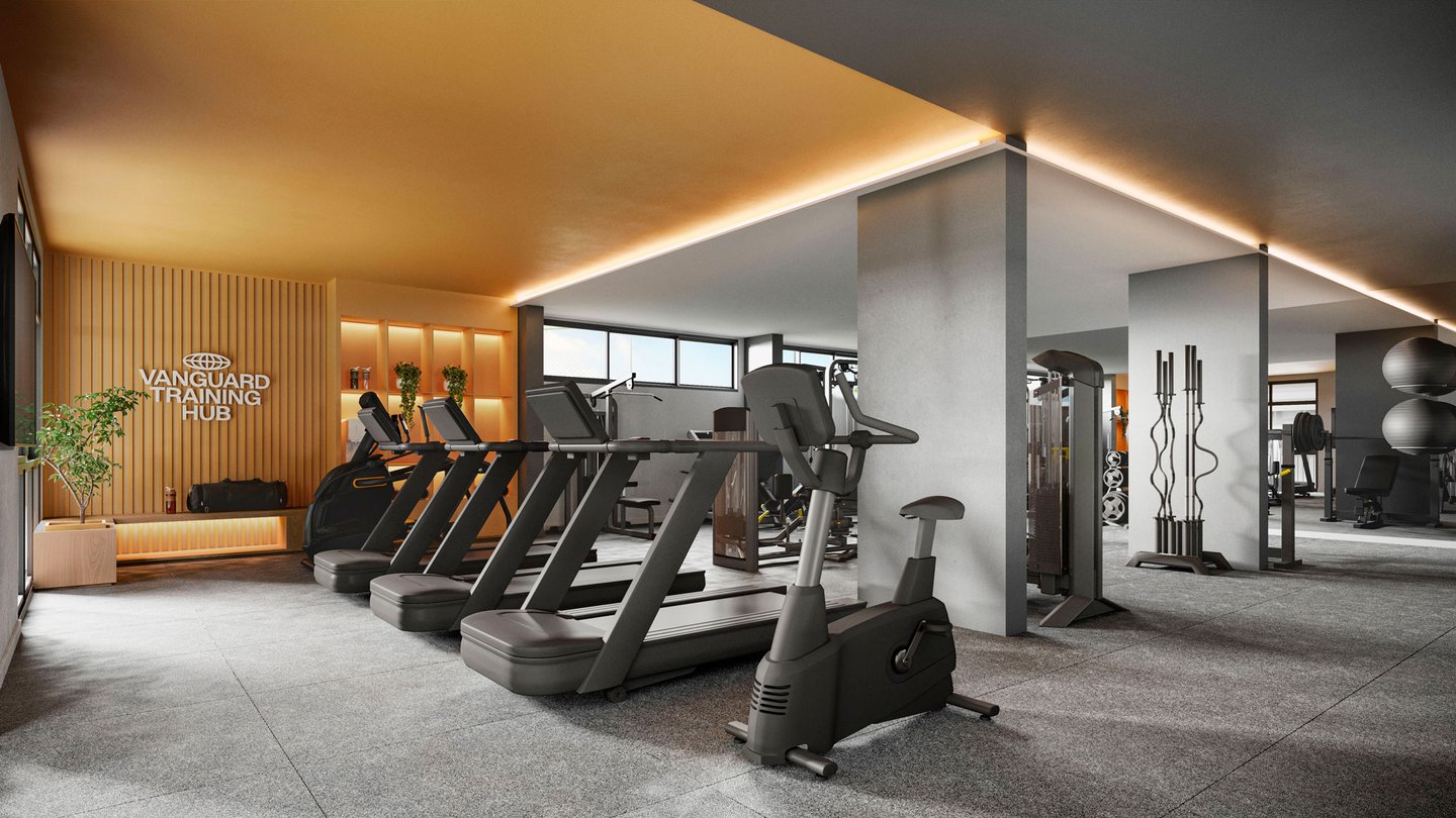 Área fitness com conceito Vanguard Training Hub